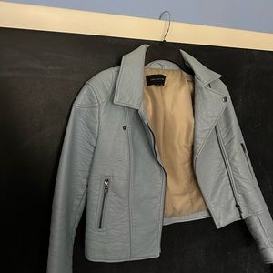 VINTAGE ANN TAYLOR LEATHER JACKET- Light blue women’s small